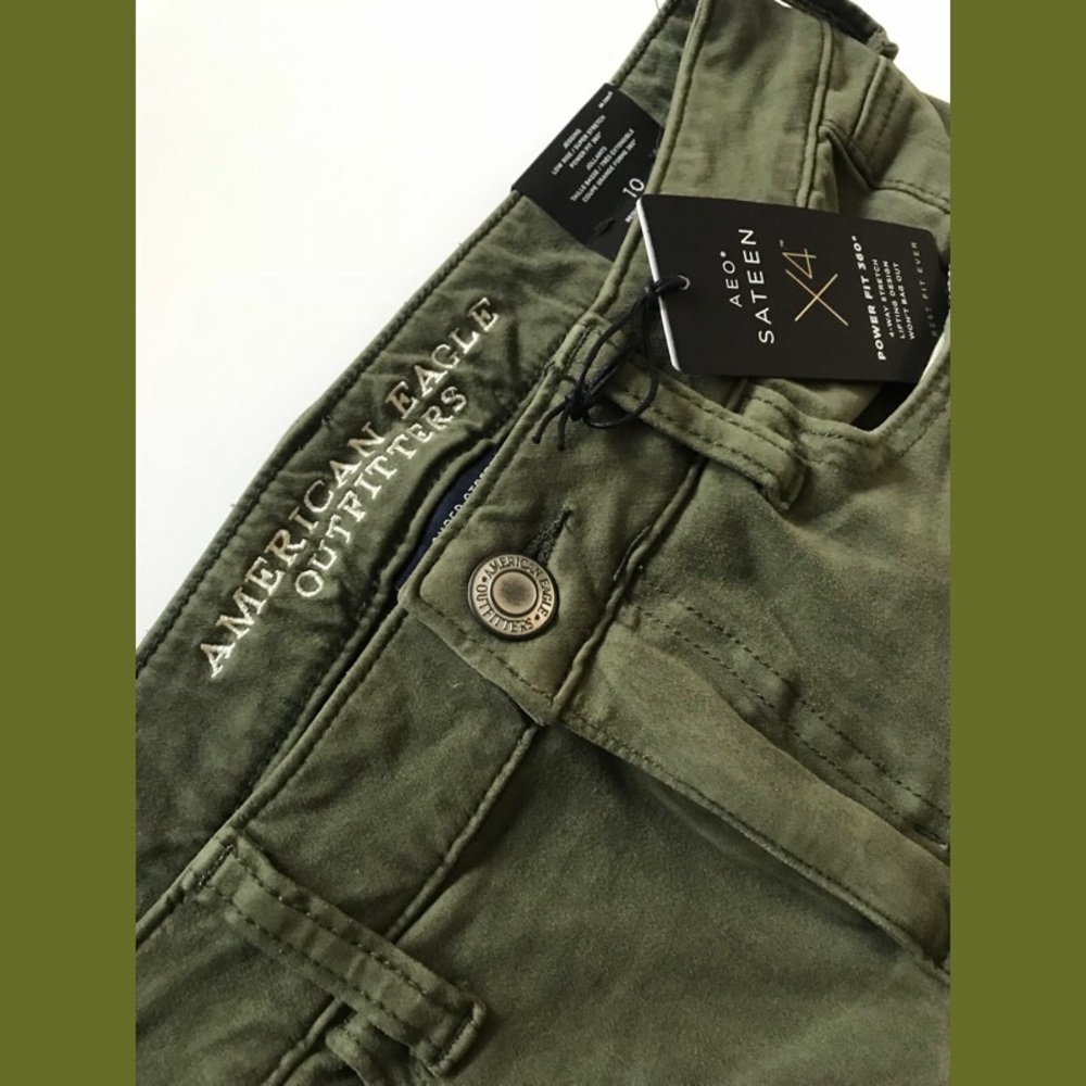 green sateen X4 jeggings